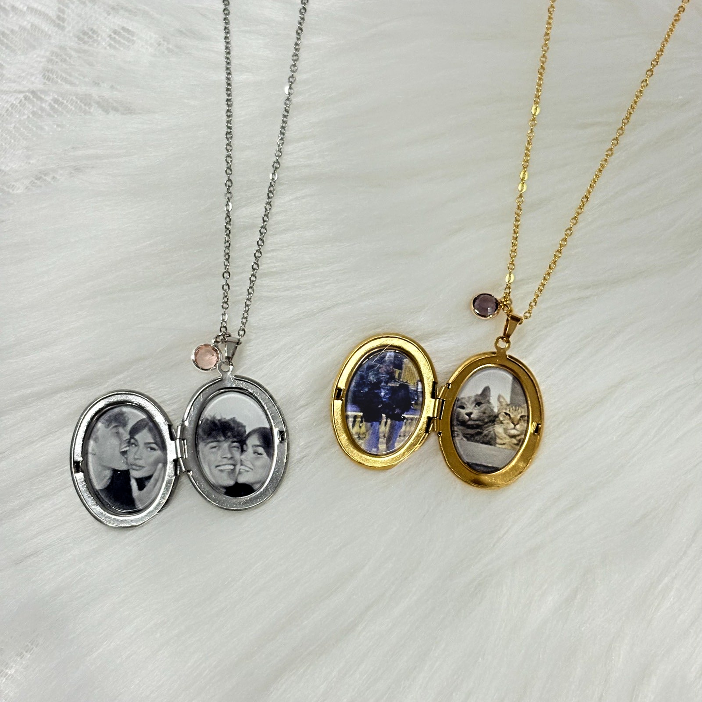 Personalized Flower Pendant & Birthstone Locket Necklace