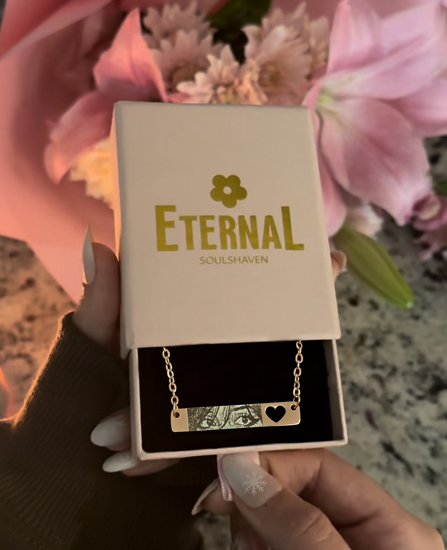 Custom Eyes Stainless Steel Heart Necklace