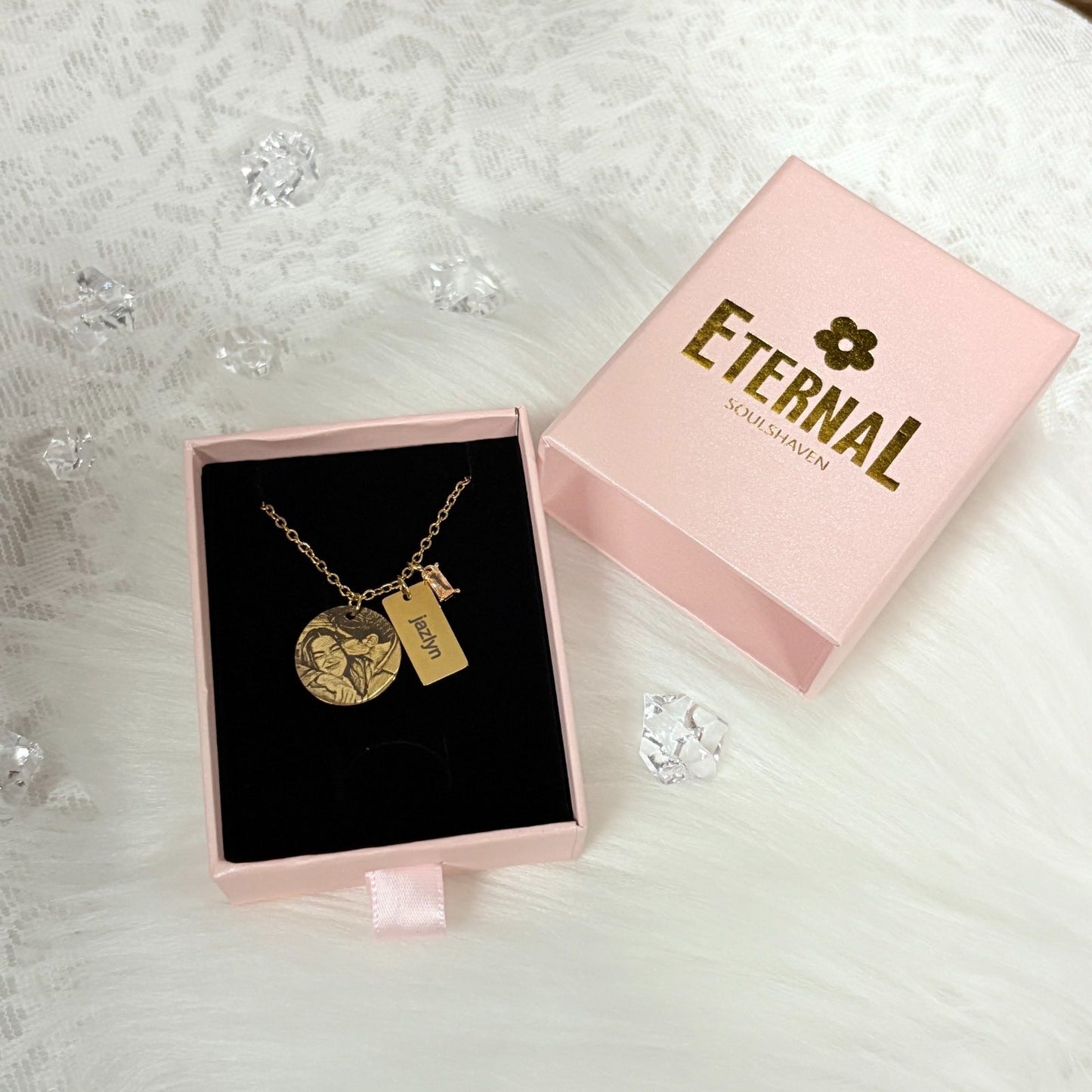 Custom Engraving Necklace / with Birthstone