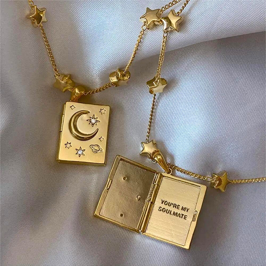 Luna Book Locket Necklace