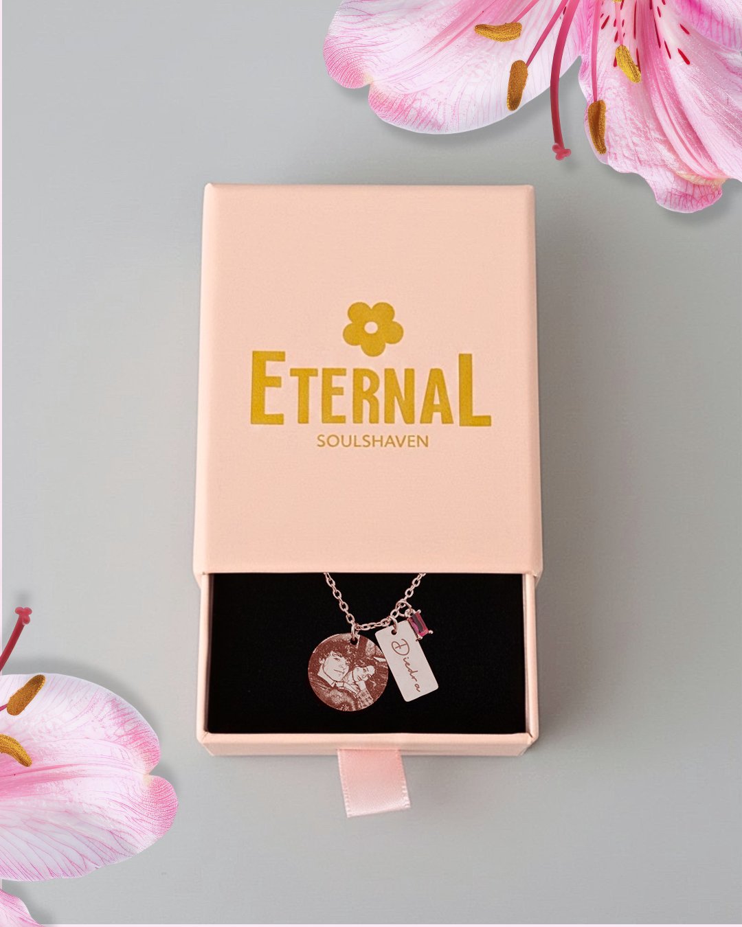 Custom Engraving Necklace / with Birthstone