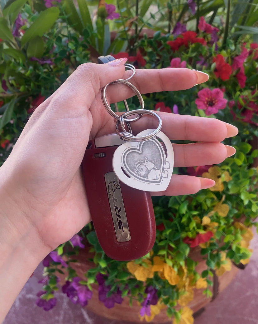 Custom Heart Photo Keychain