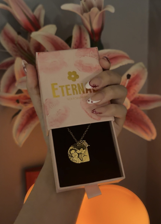 Custom Engraving Necklace / with Birthstone