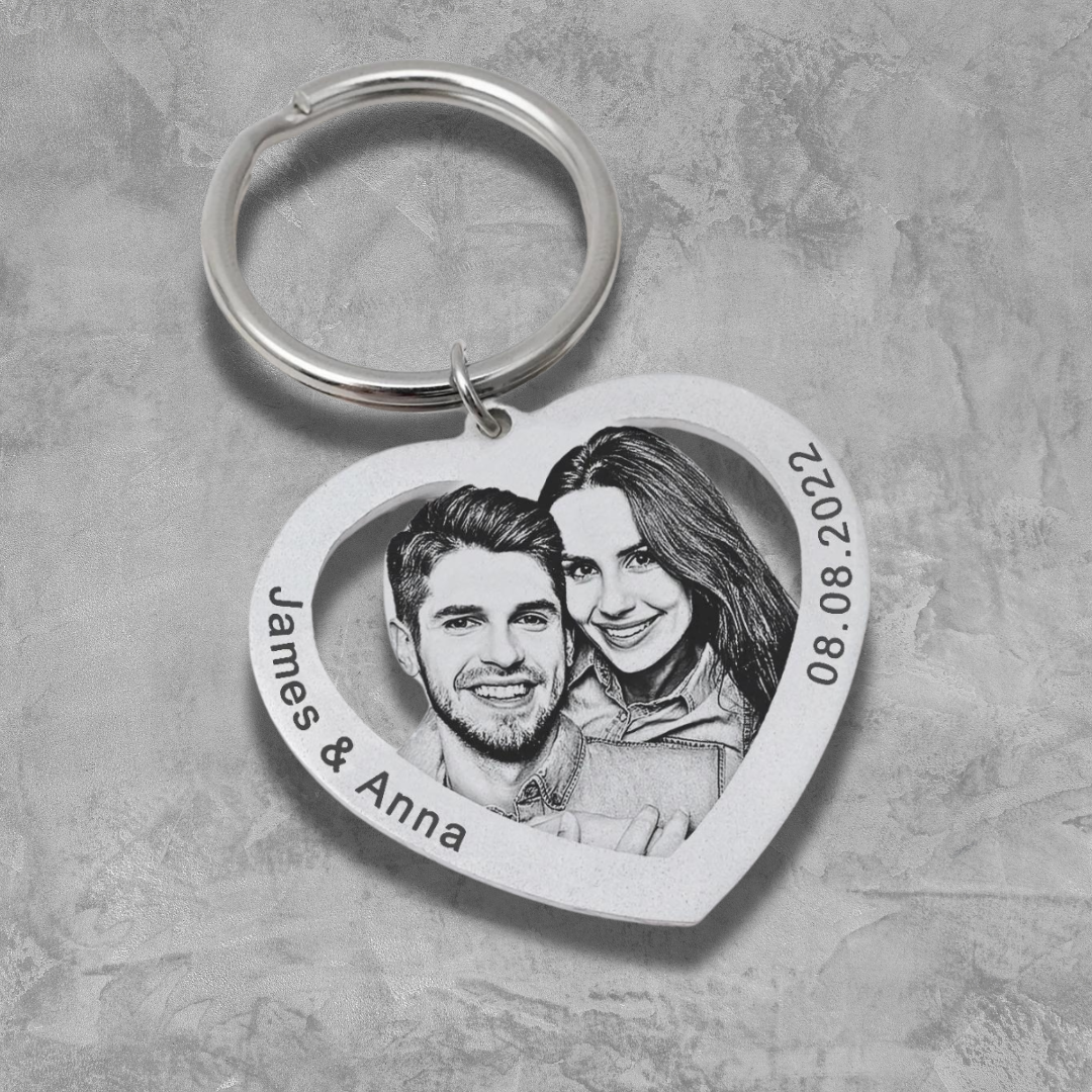 Custom Heart Photo Keychain