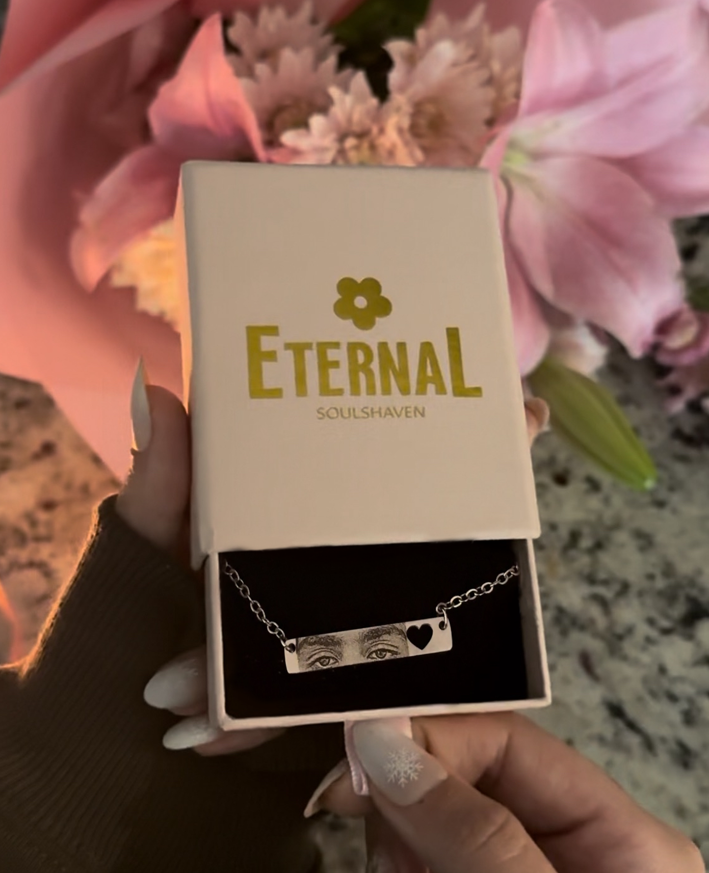Custom Eyes Stainless Steel Heart Necklace