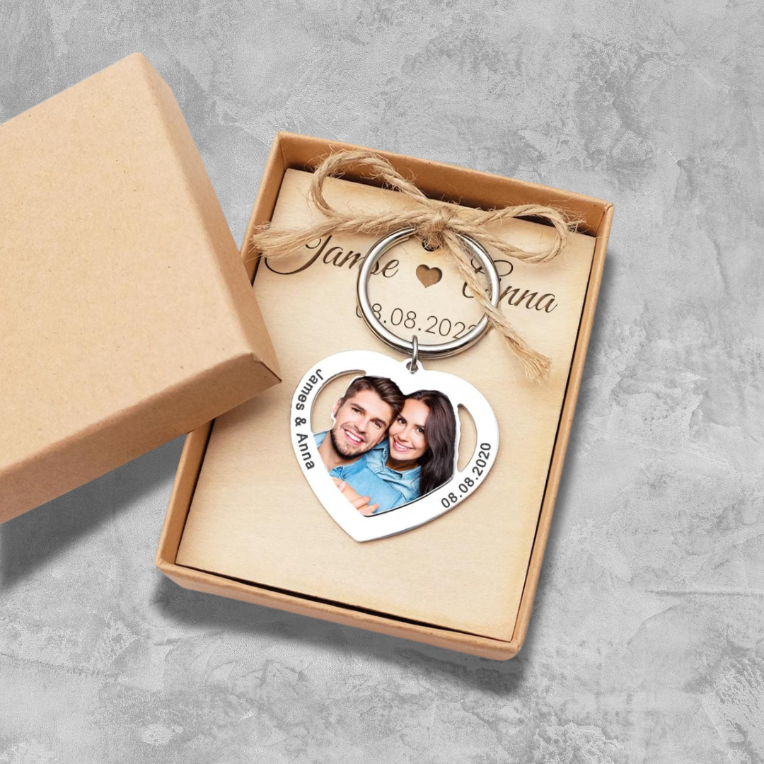 Custom Heart Photo Keychain