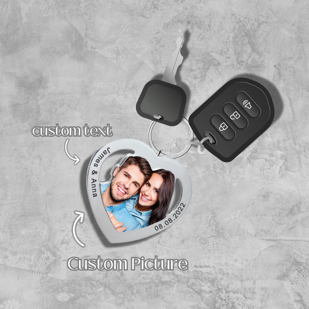 Custom Heart Photo Keychain