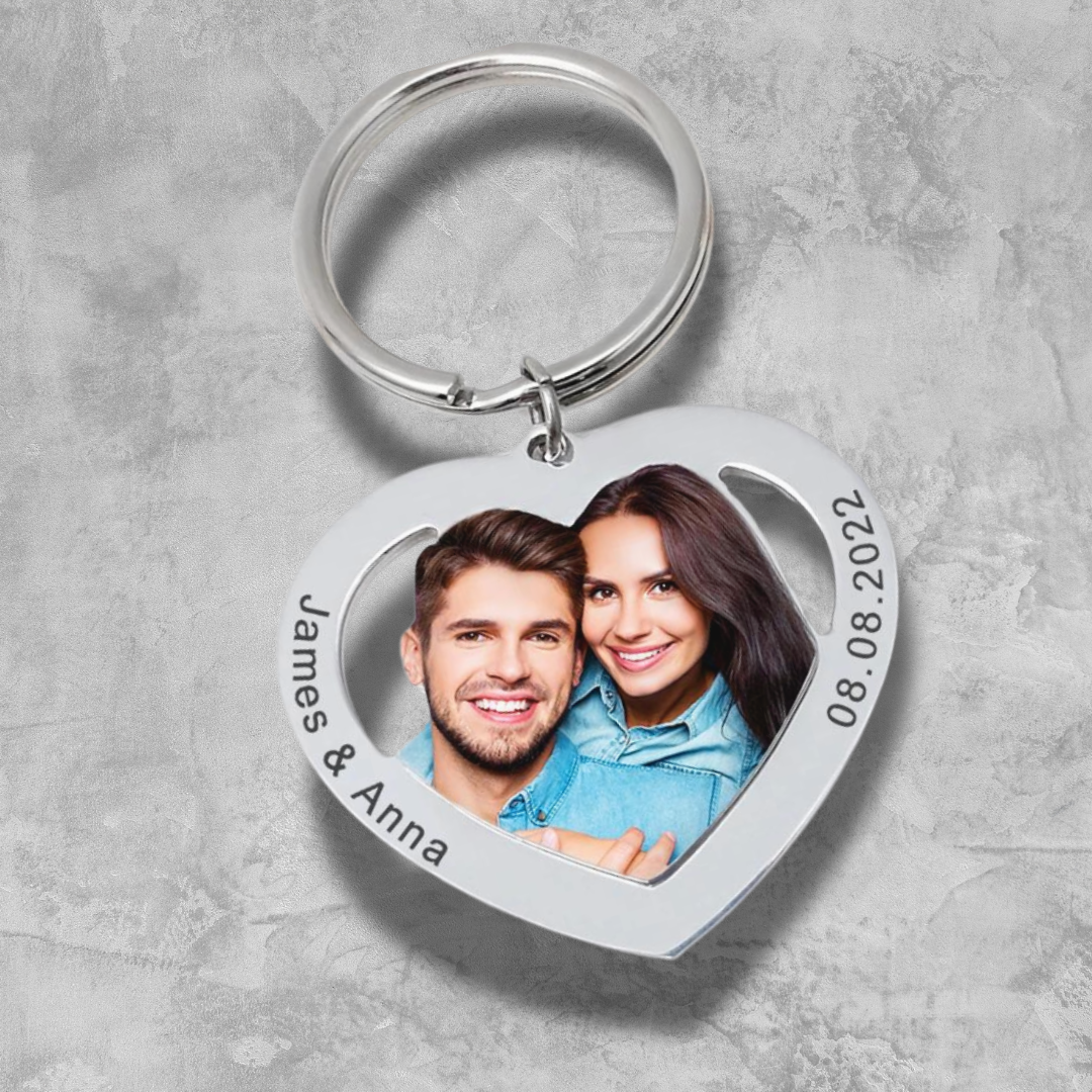 Custom Heart Photo Keychain